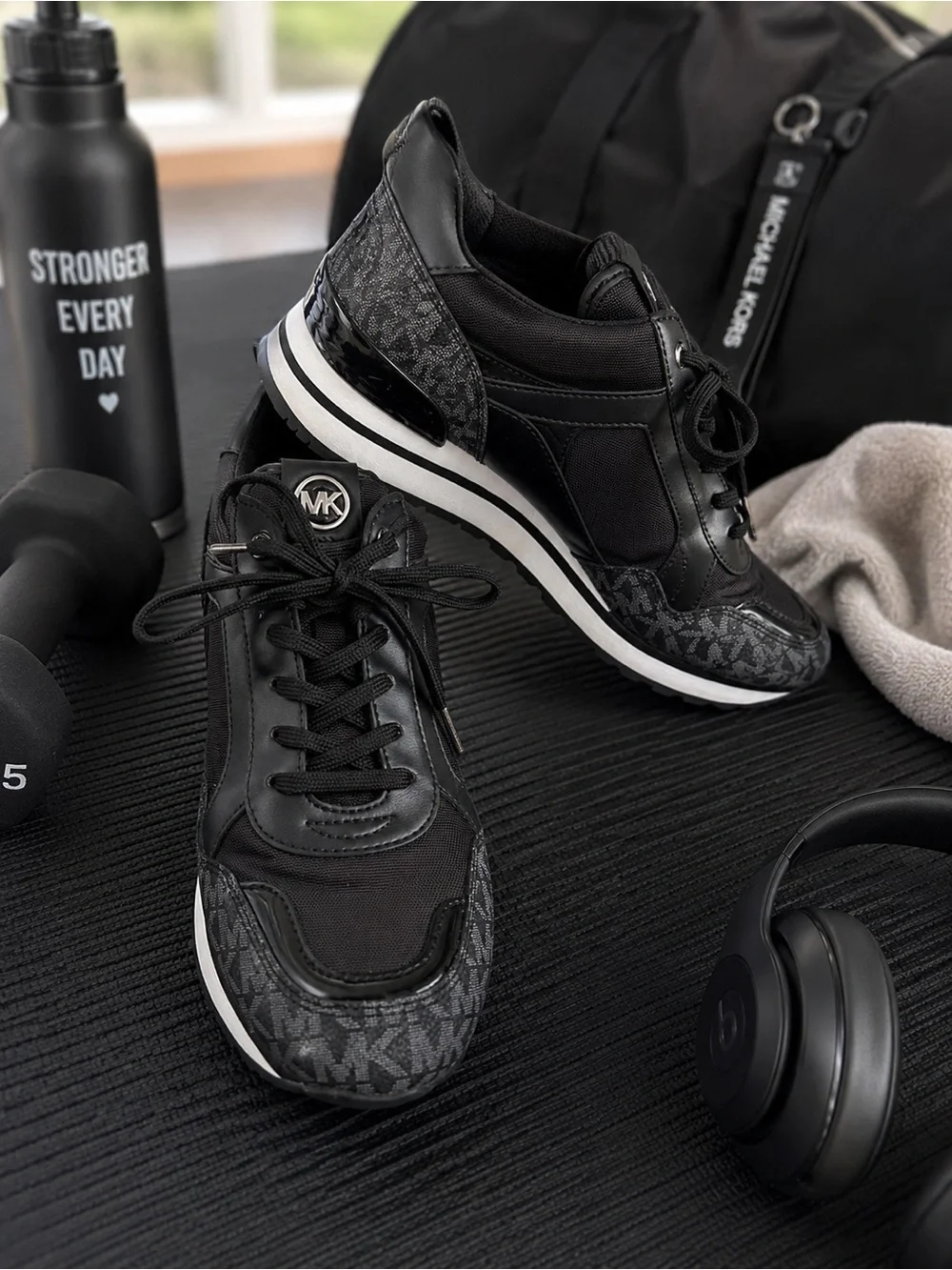 Michael Kors Women’s Black Logo-Accent Trainer Sneakers